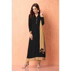 CTL-112 BLACK AND BEIGE GEORGETTE CHURIDAAR READY MADE INDIAN SUIT